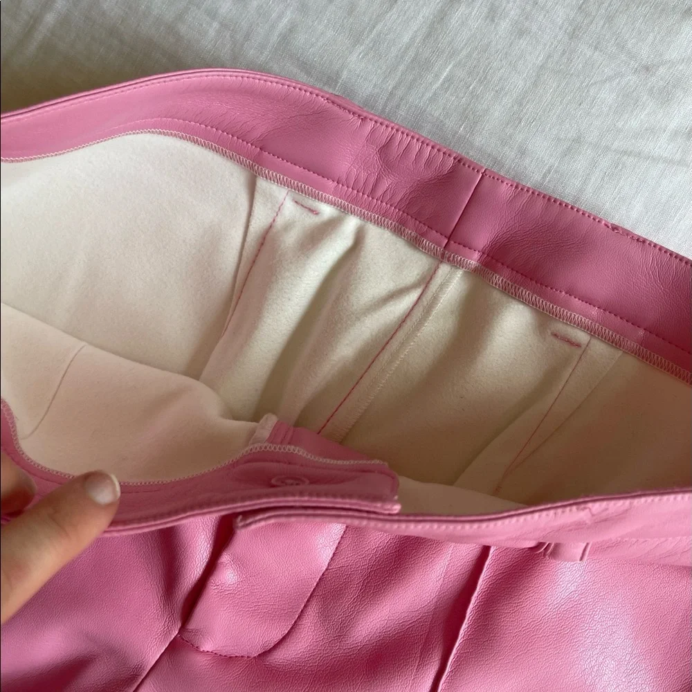 Frankies Bikinis Pink Caroline Kennedy Vegan Leather Pants - Picture 8 of 10